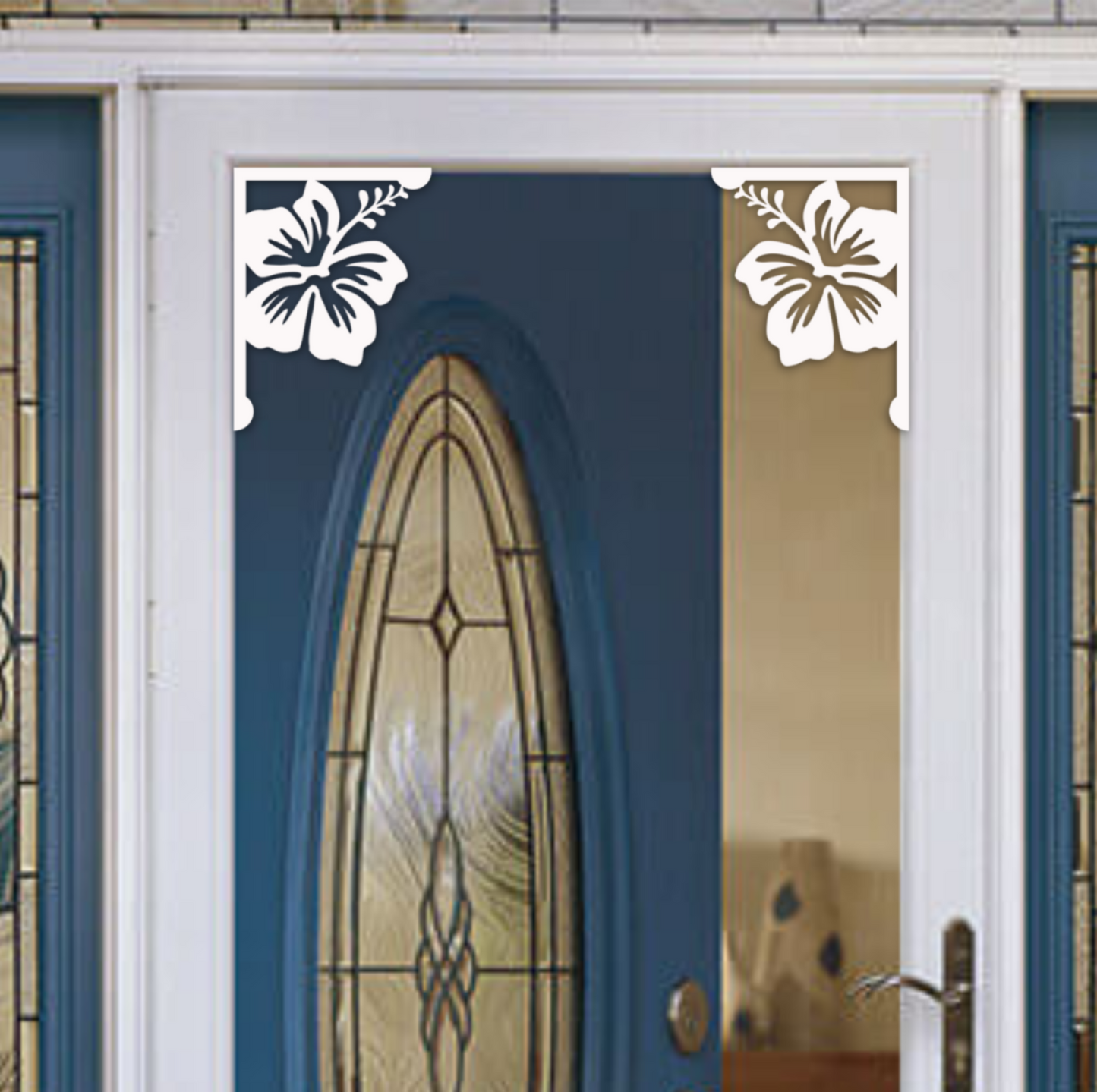 Screen Door Decor - Hibiscus Small X2, Custom Mailbox, Bracket, Outdoor Decor, 7x9 inch Free Shipping to Mainland USA
