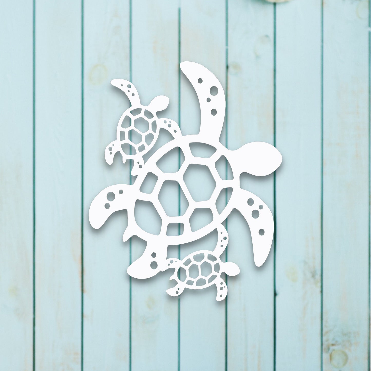 Wall Art, Turtle With 2 Babies 2021, Tropical, Outdoor Decor, Housewarming Gift, Custom, Coastal, Nautical, PVC Wall Art, Long Lasting
