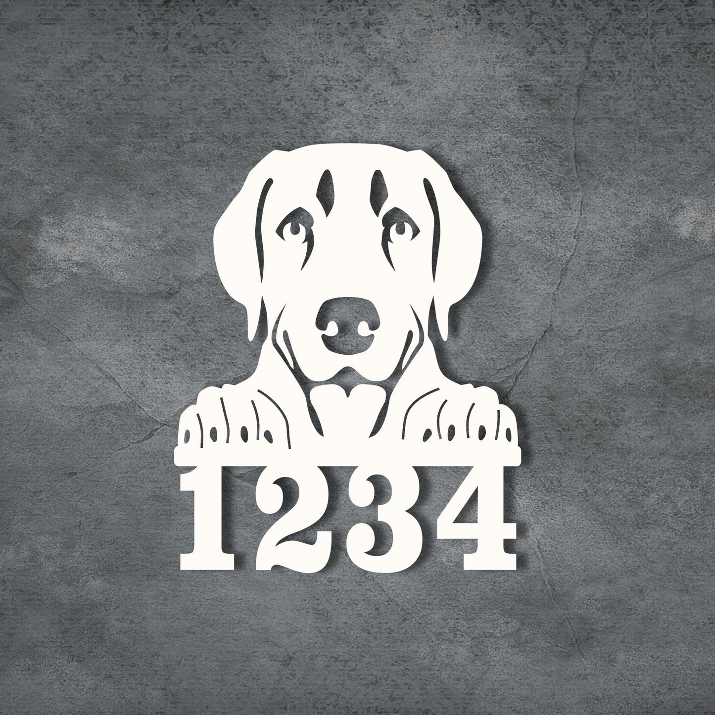 House Number Sign, Dog at the Gate