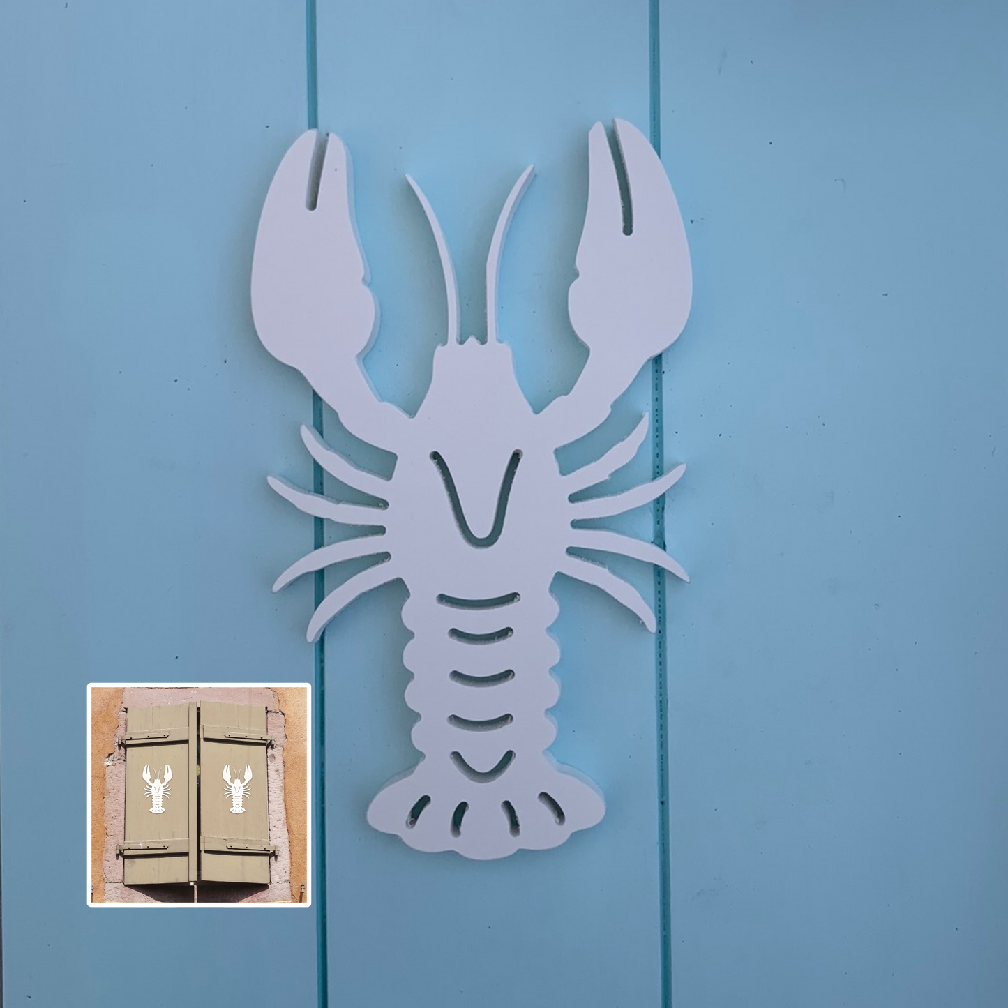 Shutter Embellishments - Lobster Wall Art Small approx 8" x 5", Custom, Outdoor Decor, Coastal, Tropical, Ships Free to Mainland USA
