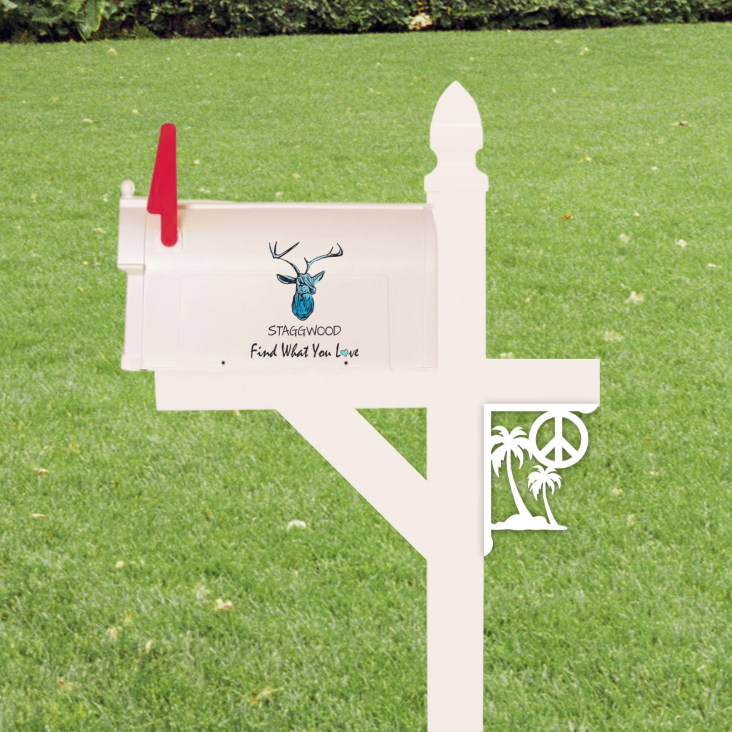 Mailbox Bracket - Palm Tree & Peace Sign- Small 7" x 9"