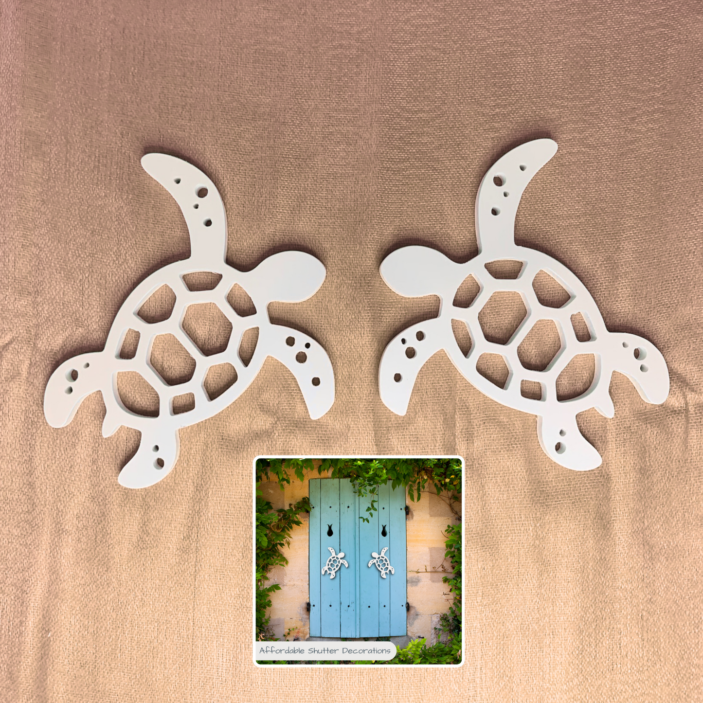 Shutter Embellishments - Turtle 2021 Wall Art Small approx 8" x 7", Custom, Outdoor Decor, Tropical, Ships Free to Mainland USA
