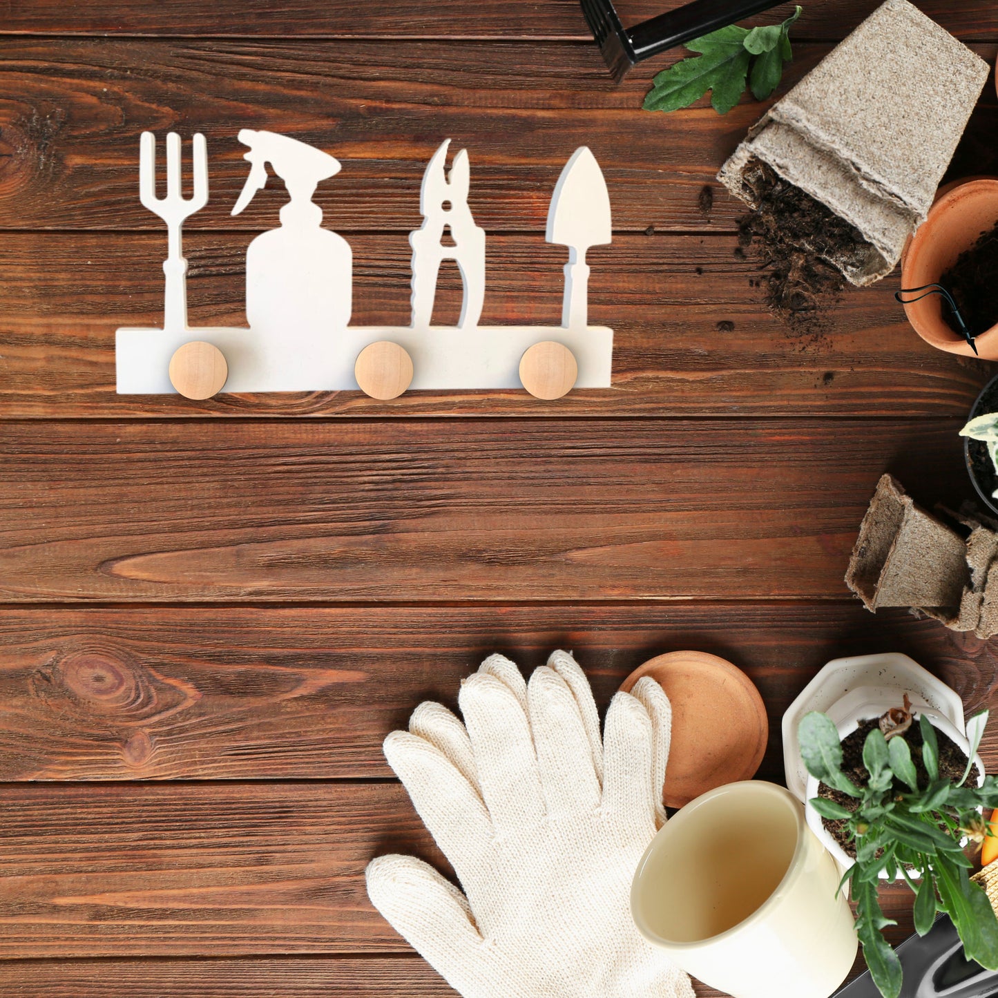 Coat Rack - Gardening 4 Tools Design, Robe Hook, Apron Hook, Hat Rack, Wall Hook, Free Shipping to Mainland USA, USA Handmade
