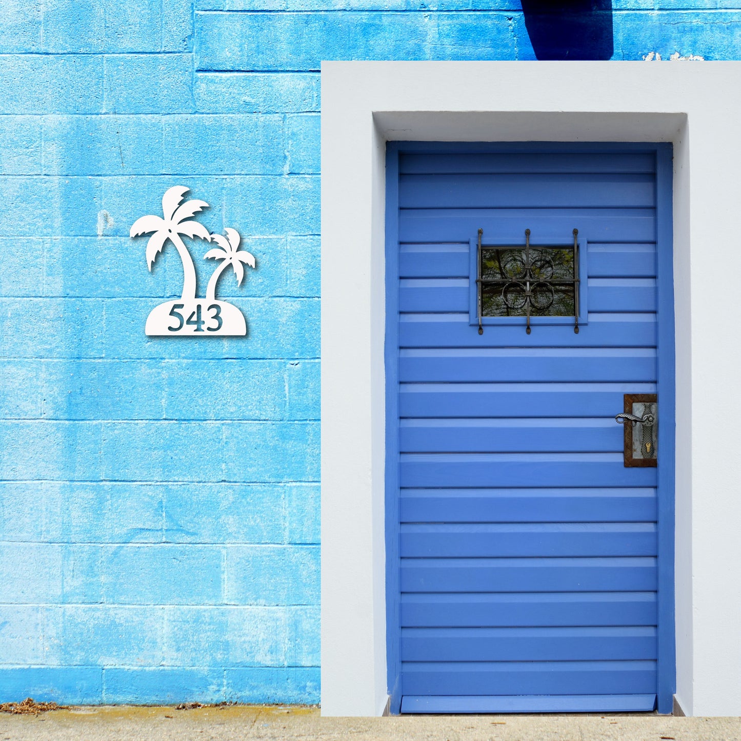 House Number Plaque - Palm Tree Double