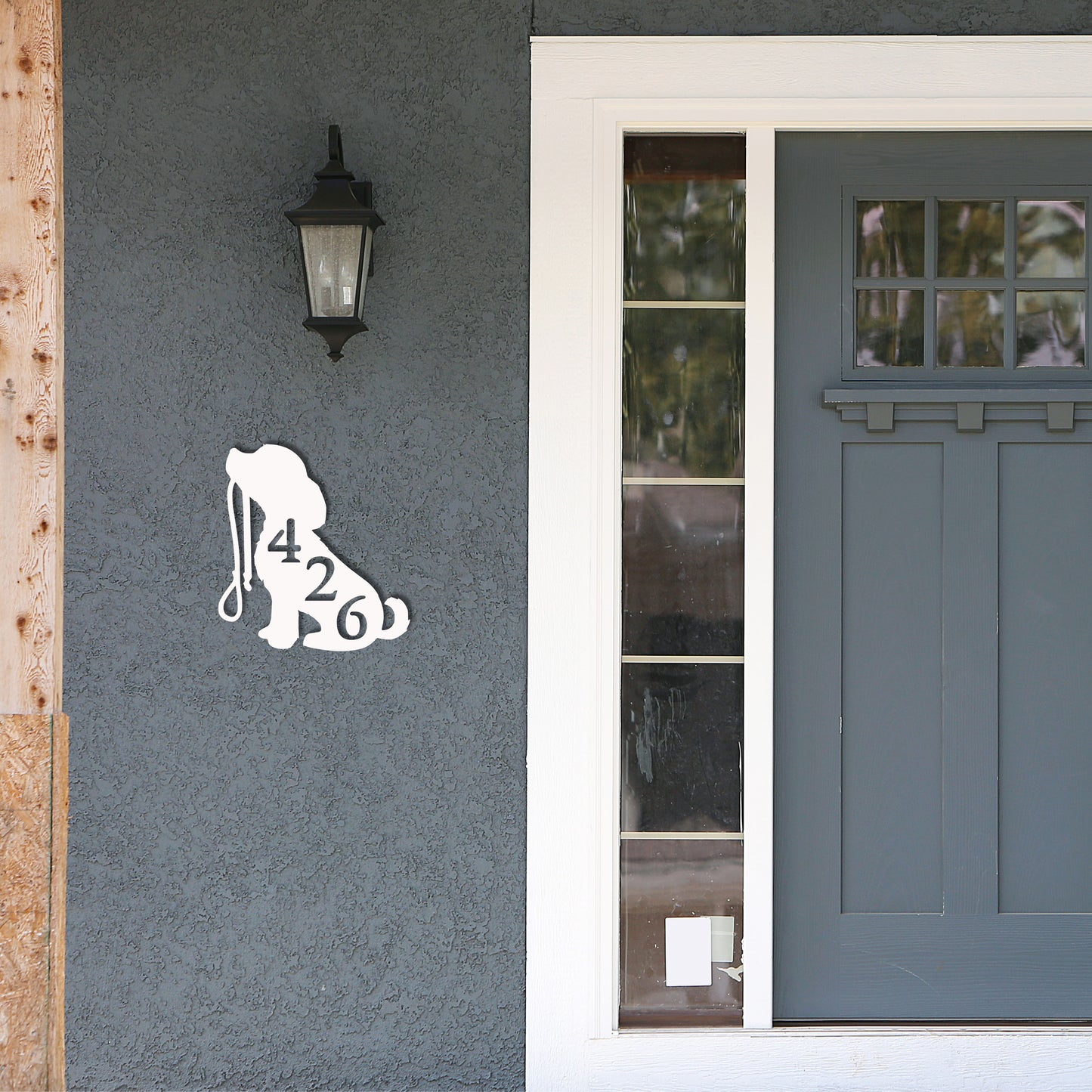 House Number Plaque - Puppy W/Leash