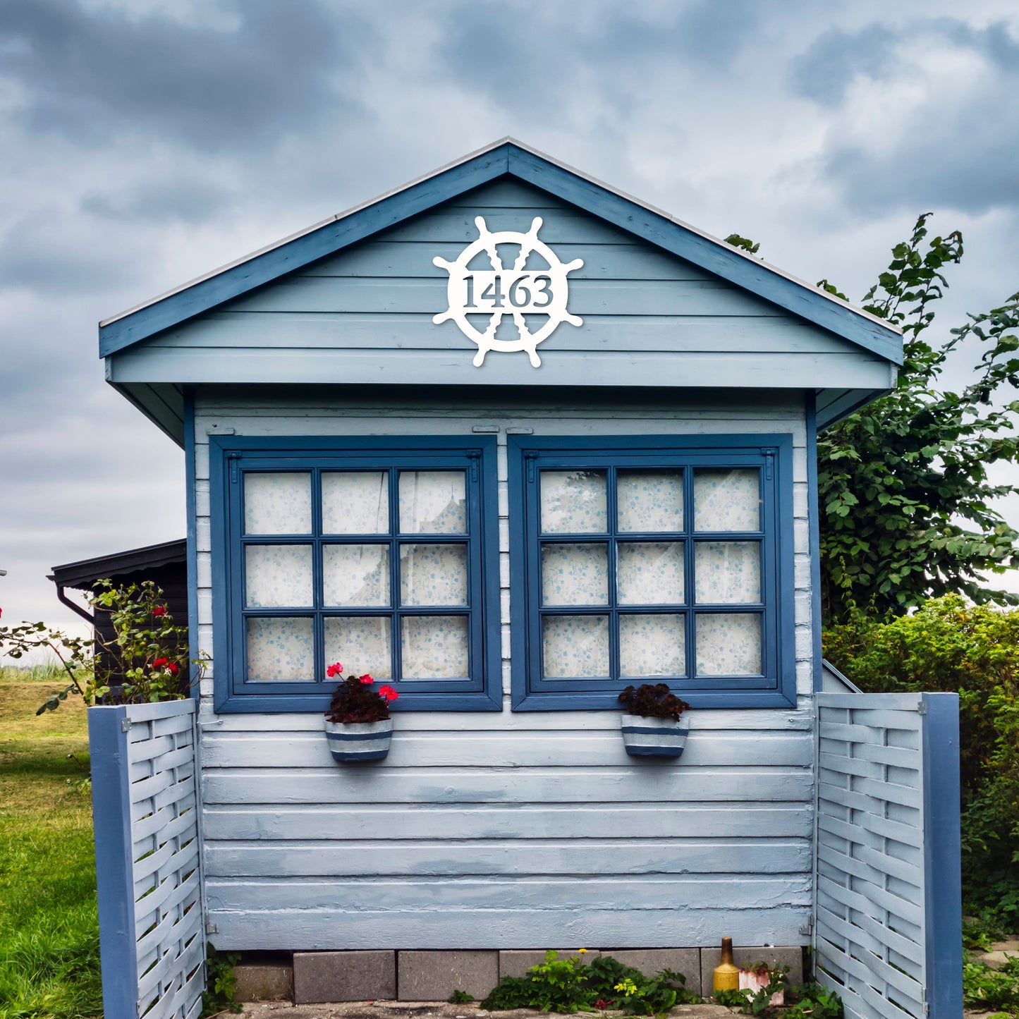 House Number Plaque - Ship's Wheel