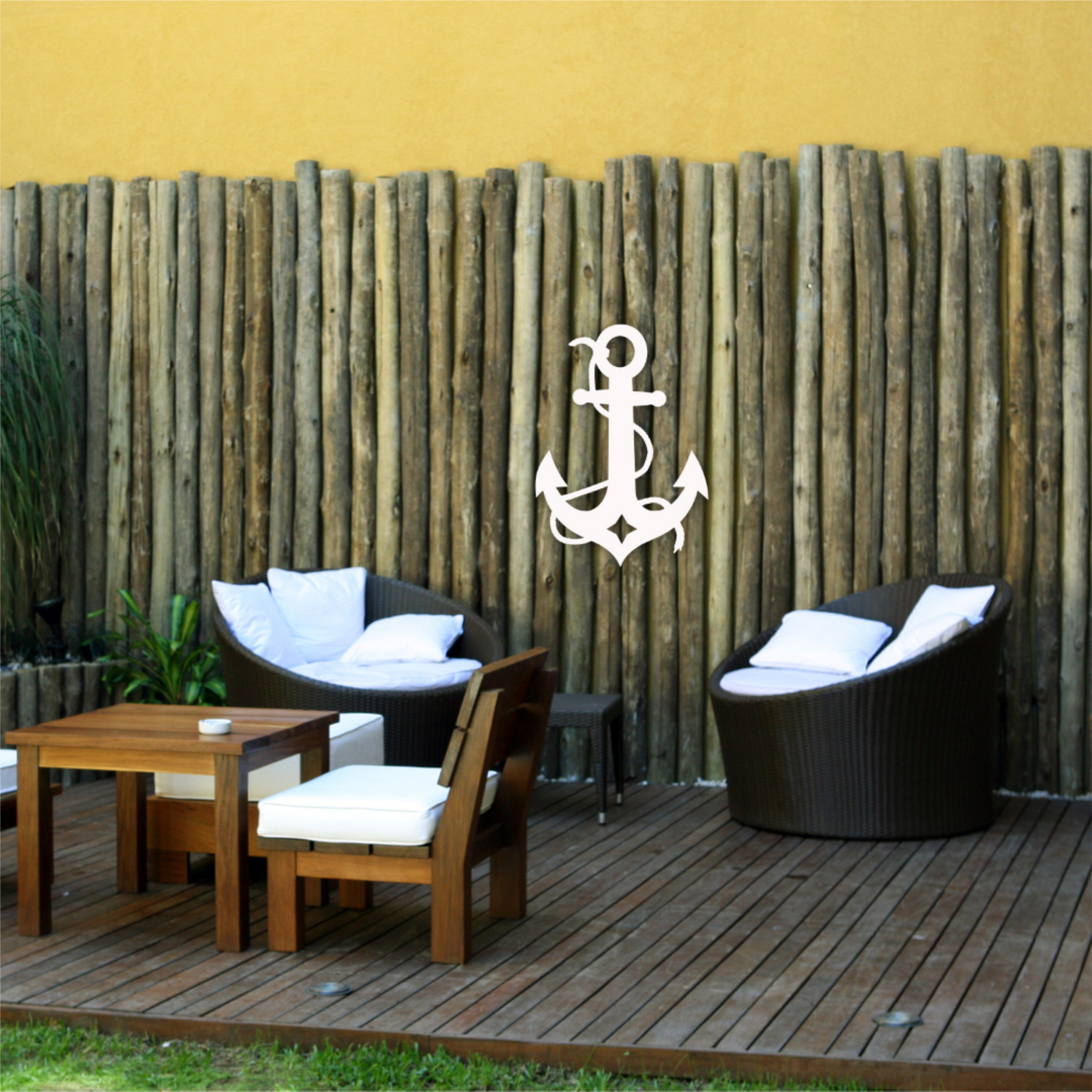 Wall Art, Anchor with Rope, Tropical, Outdoor Decor, Housewarming Gift, Custom, Coastal, Nautical, PVC Wall Art, Long Lasting