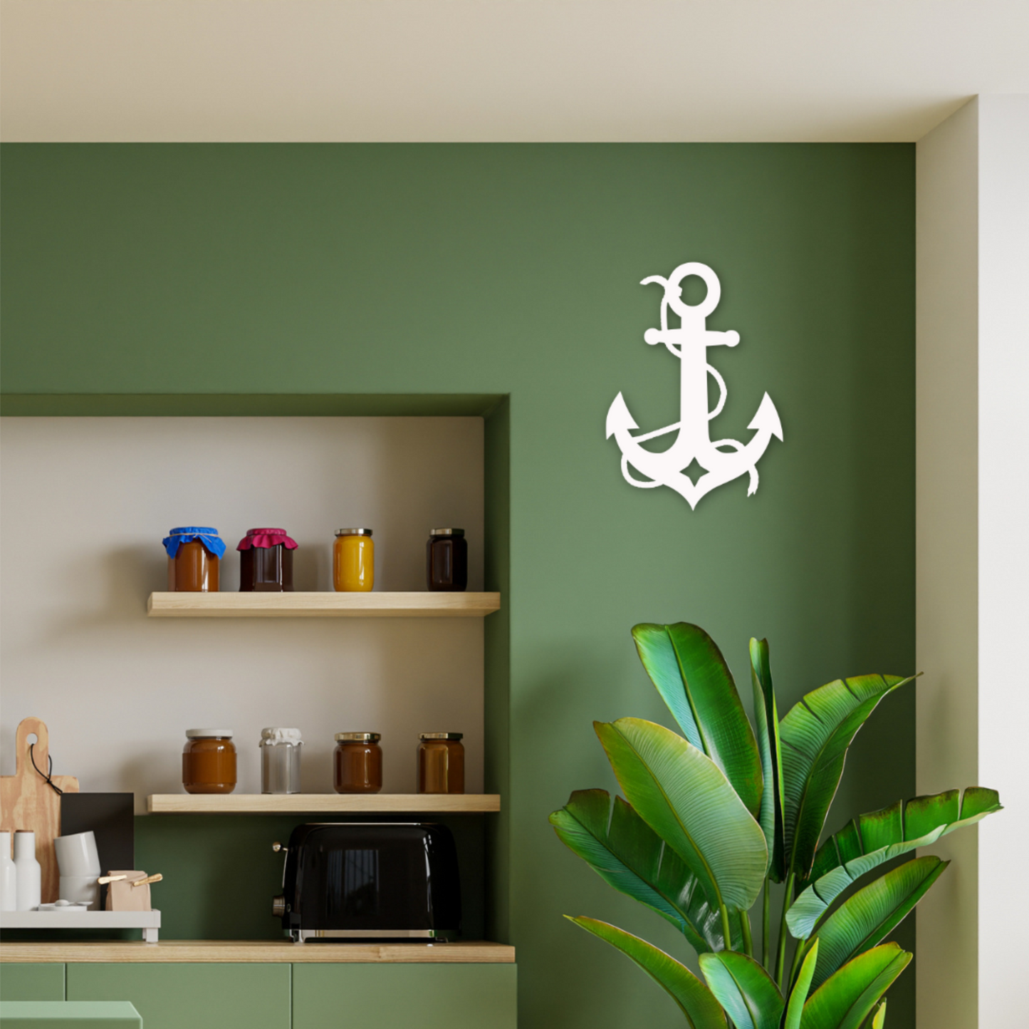 Wall Art, Anchor with Rope, Tropical, Outdoor Decor, Housewarming Gift, Custom, Coastal, Nautical, PVC Wall Art, Long Lasting