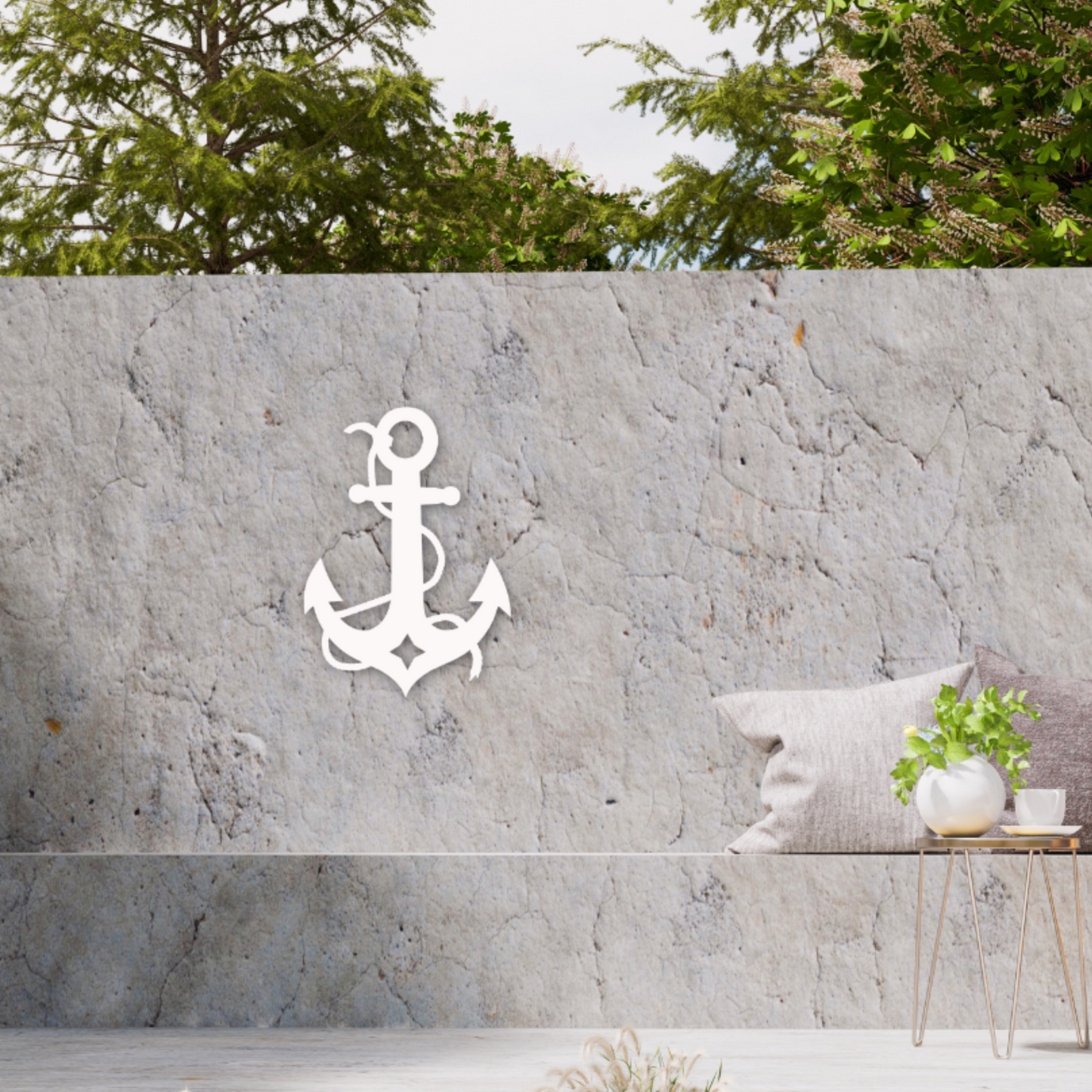 Wall Art, Anchor with Rope, Tropical, Outdoor Decor, Housewarming Gift, Custom, Coastal, Nautical, PVC Wall Art, Long Lasting