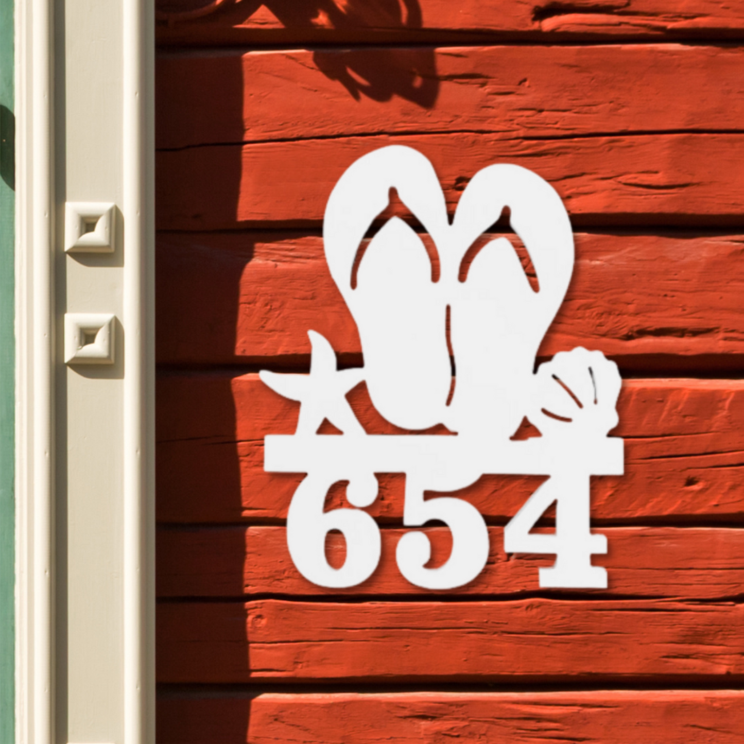 House Number Sign, Flip Flops, Starfish, Seashell