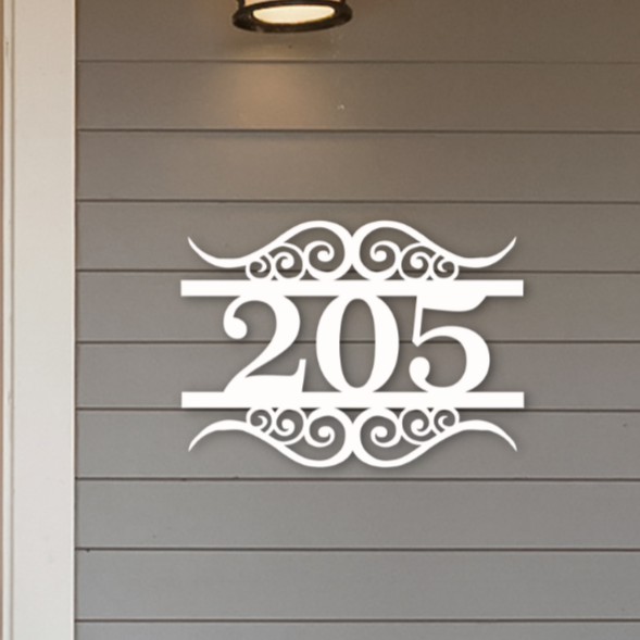 House Number Plaque - Number Flourish