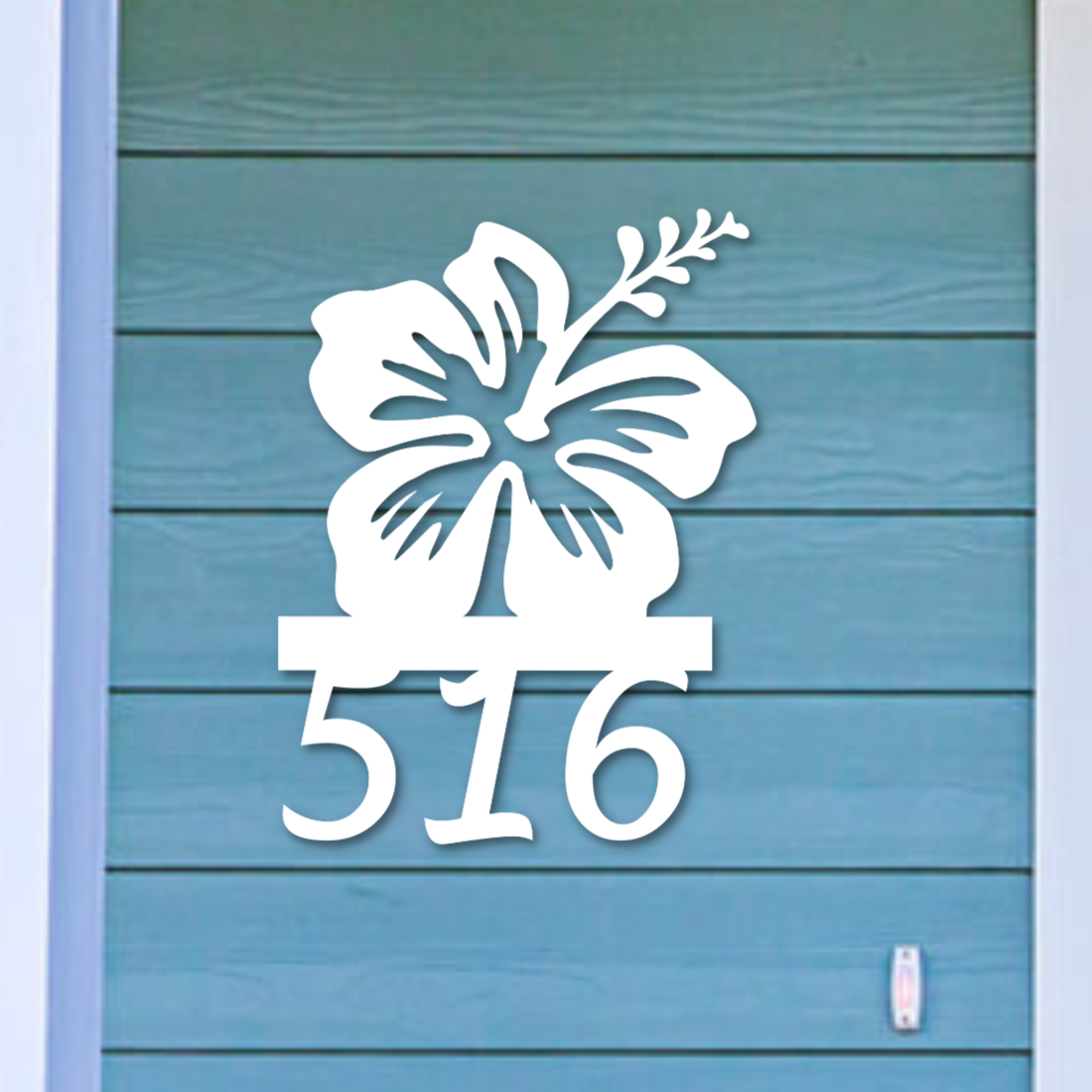 House Number Sign, Hibiscus