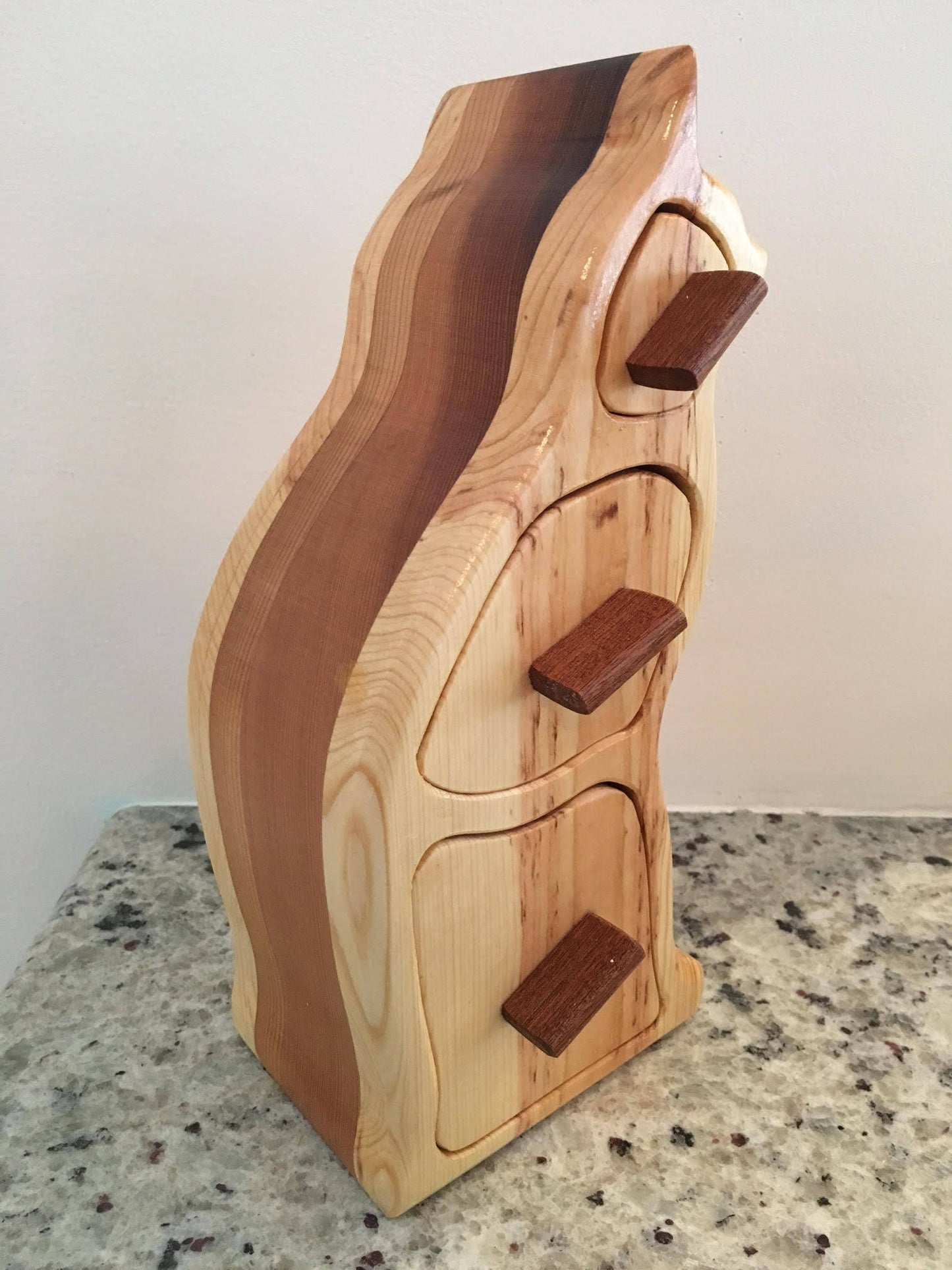 Solid Wood Box w/Drawers - Cat Shaped, Jewelry Box, Handcrafted, Custom Box, Personalized Box, Handmade, Home Decor, Engraved, Stash Box