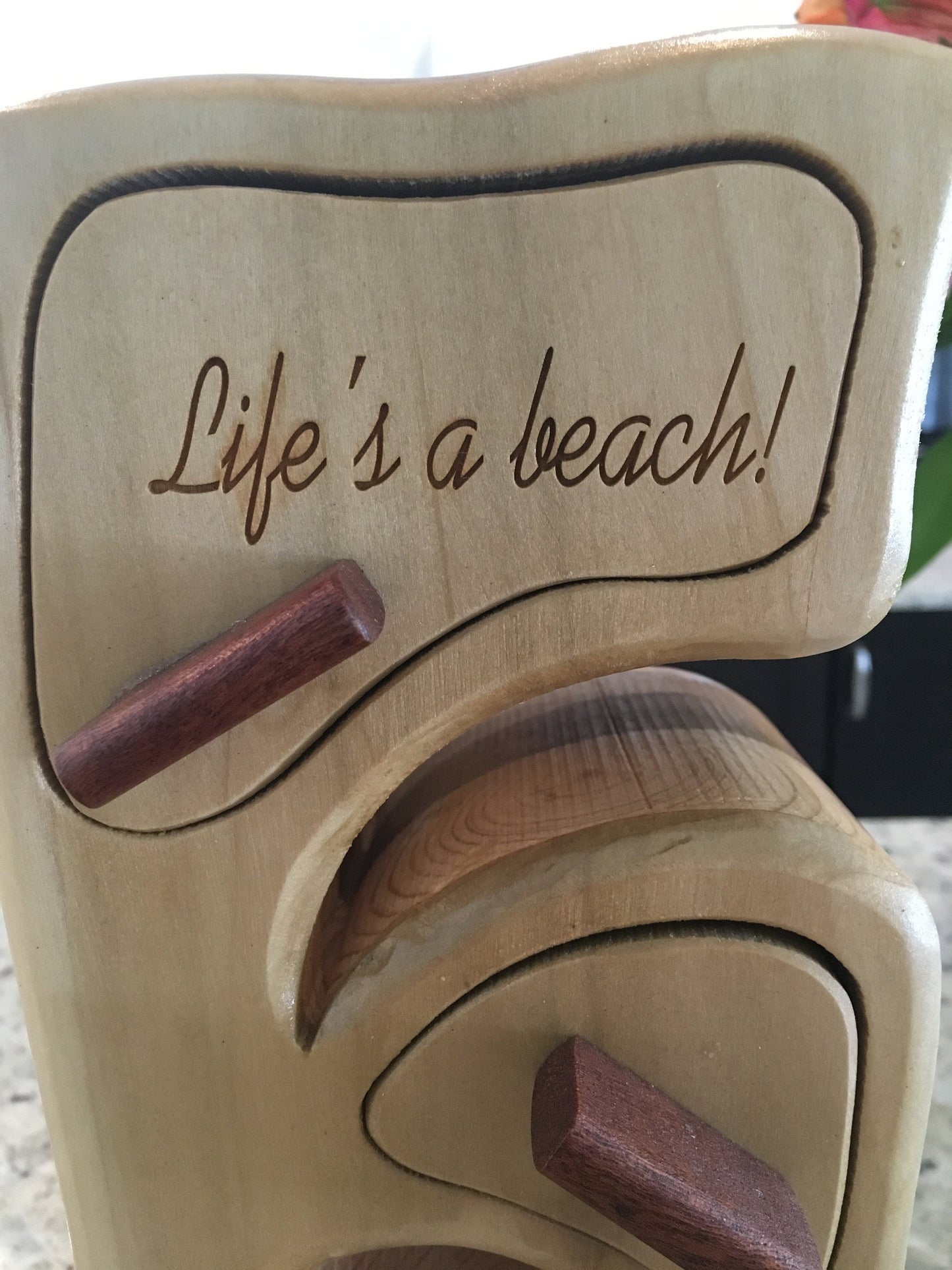 Solid Wood Box W/Drawers - Life's A Beach, Jewelry Box, Handcrafted, Custom Box, Personalized Box, Handmade, Box, Engraved, Stash Box
