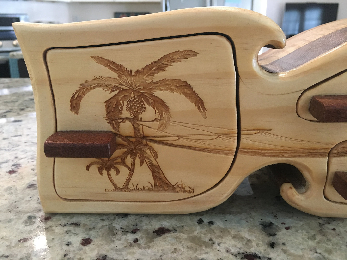 Solid Wood Box W/Drawers - Palm Tree Hammock, Jewelry Box, Handcrafted, Custom Box, Personalized Box, Handmade, Engraved, Stash Box