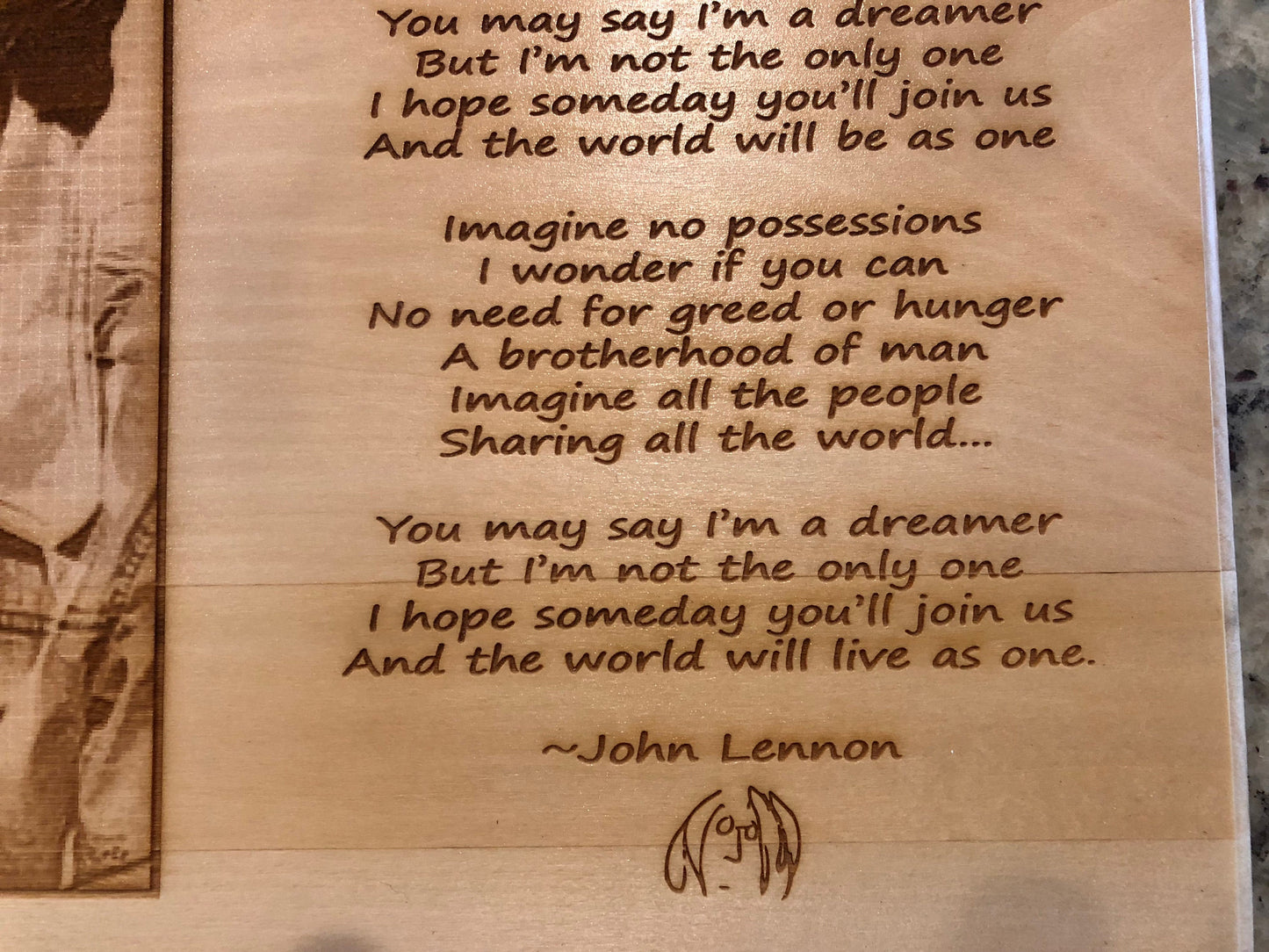 Wall Plaque, John Lennon - Imagine, Picture and Lyrics