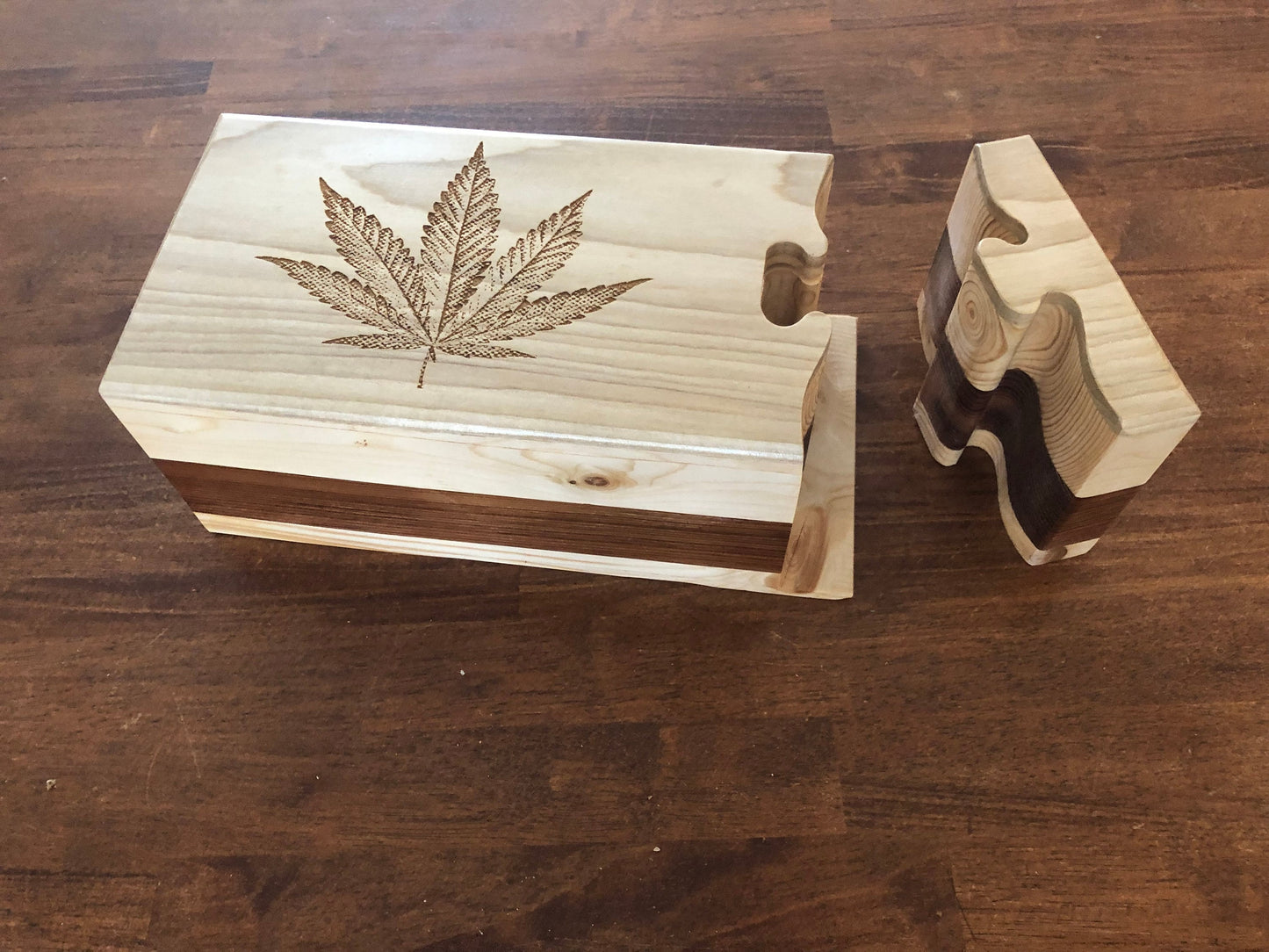 Solid Wood Puzzle Box - Marijuana, Wooden Box, Jewelry Box, Handcrafted, Custom Box, Personalized Box, Handmade, Box, Engraved, Stash Box