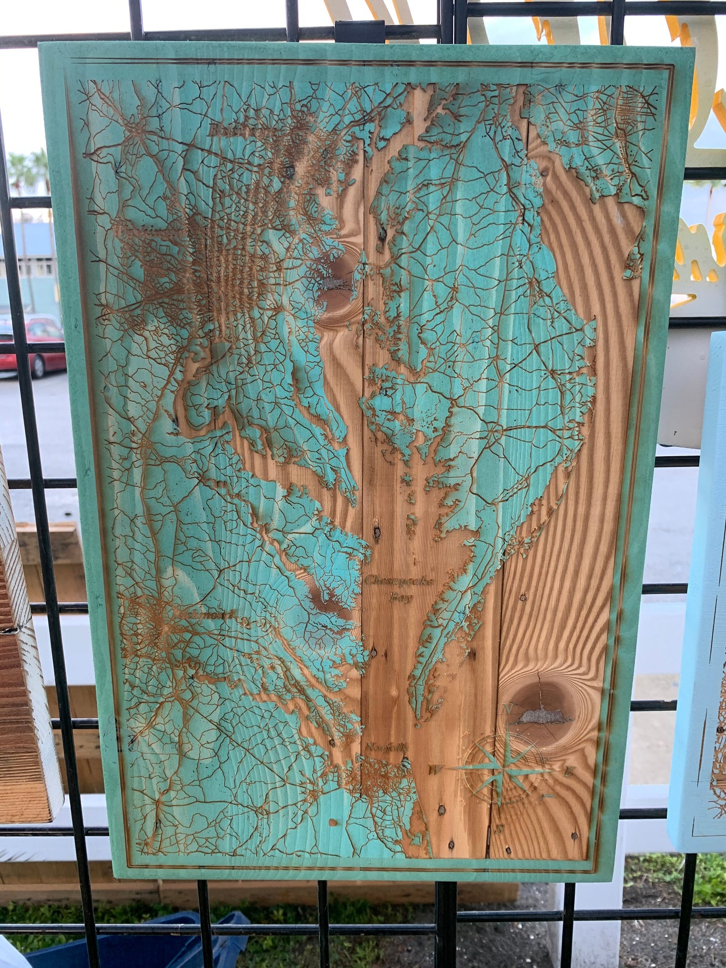 Map Engraved - Chesapeake Bay, Custom Engraving, Wood Wall Art, Laser Engraved, Topographic, Custom Map, Custom Gift, 23.5 X 11 inches