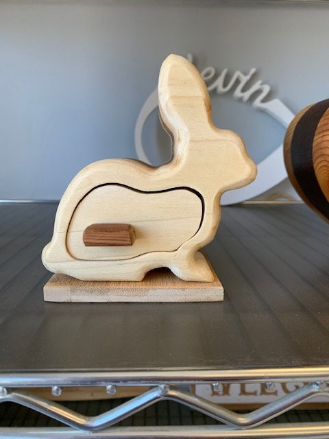 Solid Wood Box w/Drawers, Easter Rabbit, Jewelry Box, Handcrafted, Custom Box, Personalized Box, Handmade, Home Decor, Engraved, Stash Box
