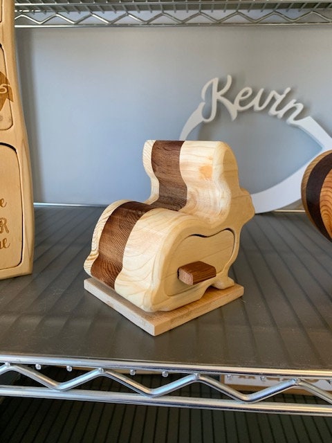 Solid Wood Box w/Drawers, Easter Rabbit, Jewelry Box, Handcrafted, Custom Box, Personalized Box, Handmade, Home Decor, Engraved, Stash Box