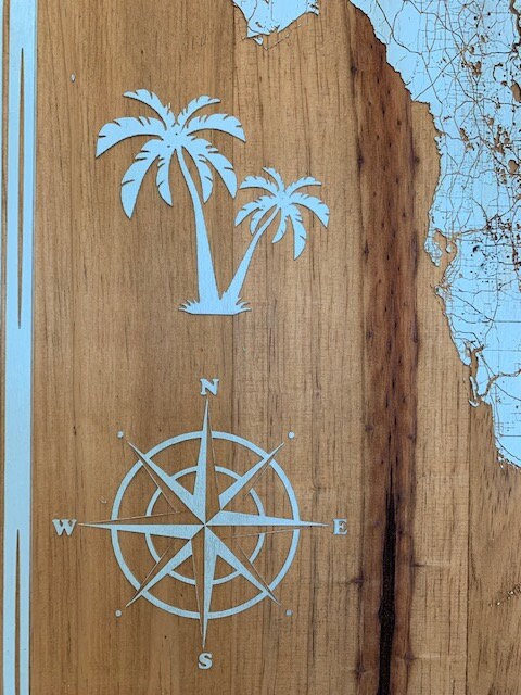 Map Engraved - Florida, Custom Engraving, Wood Wall Art, Laser Engraved, Topographic, Eco Friendly, Custom Map, Custom Gift 18 x 12 inches