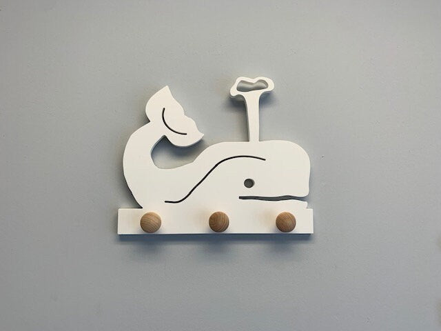 Coat Rack - Whale Design, Robe Hook, Apron Hook, Hat Rack, Wall Hook, Entryway Organizer, Free Shipping to Mainland USA, USA Handmade
