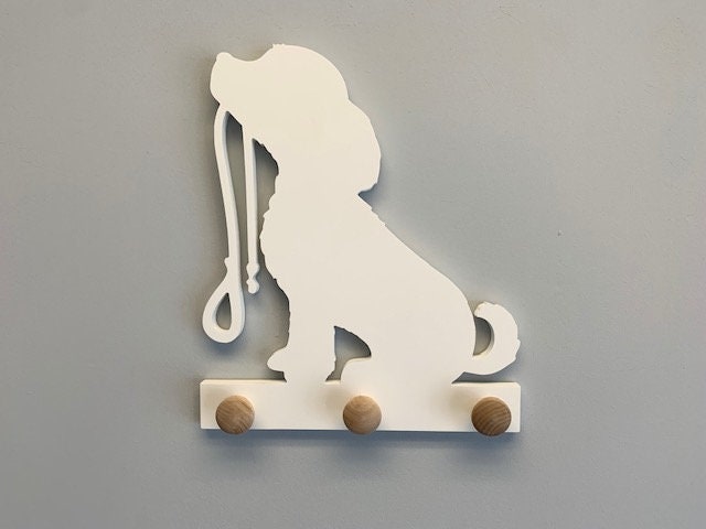 Coat Rack - Puppy Leash Holder Design, Robe Hook, Hat Rack, Wall Hook, Entryway Organizer, Free Shipping to Mainland USA, Handmade