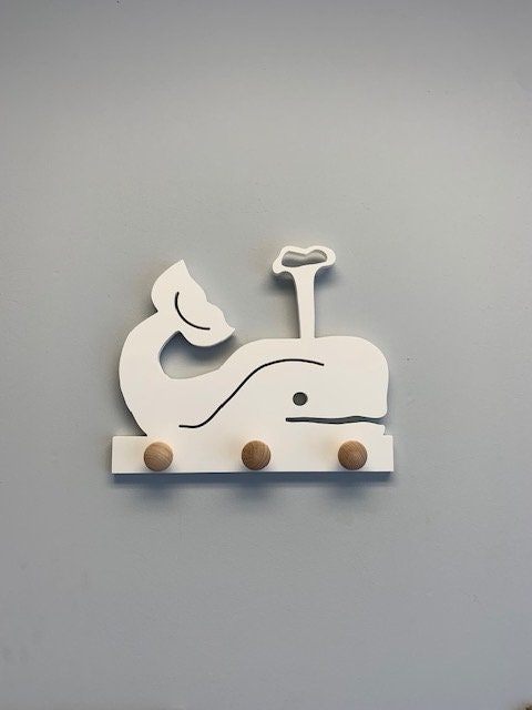 Coat Rack - Whale Design, Robe Hook, Apron Hook, Hat Rack, Wall Hook, Entryway Organizer, Free Shipping to Mainland USA, USA Handmade