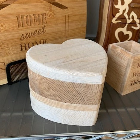 Solid Wood Box - Heart Shaped, Jewelry Box, Handcrafted, Custom Box, Personalized Box, Handmade, Box, Home Decor, Engraved, Stash Box