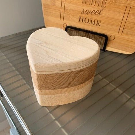 Solid Wood Box - Heart Shaped, Jewelry Box, Handcrafted, Custom Box, Personalized Box, Handmade, Box, Home Decor, Engraved, Stash Box