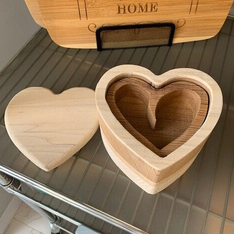 Solid Wood Box - Heart Shaped, Jewelry Box, Handcrafted, Custom Box, Personalized Box, Handmade, Box, Home Decor, Engraved, Stash Box