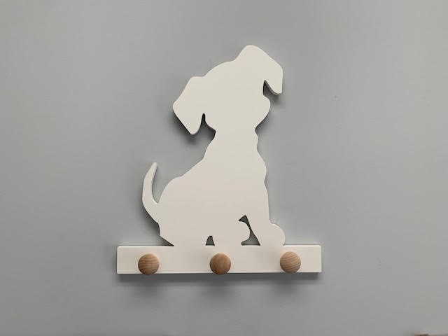 Coat Rack - Cute Puppy, Robe Hook, Apron Hook, Hat Rack, Wall Hook, Entryway Organizer, Free Shipping to Mainland USA, USA Handmade