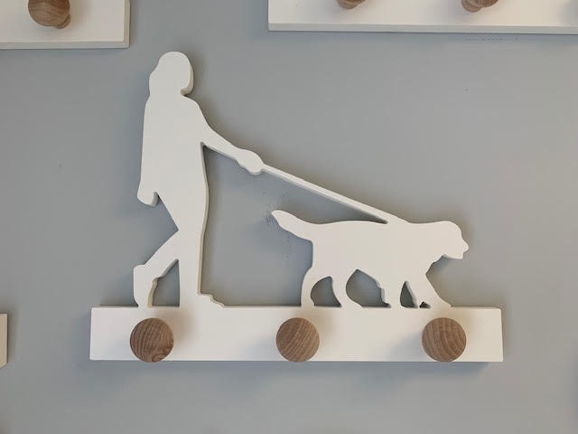 Coat Rack - Lady & Golden Retriever Design, Robe Hook, Leash Holder, Hat Rack, Wall Hook, Free Shipping to Mainland USA, Handmade