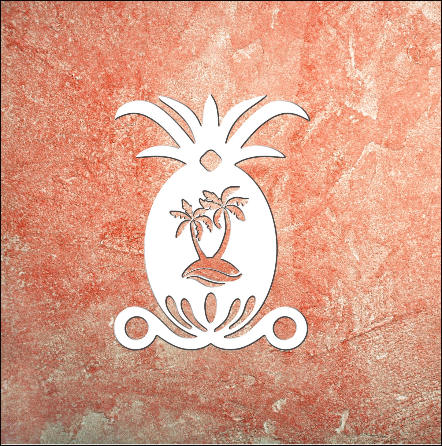 Wall Art, Pineapple with Palm Trees, Tropical, Outdoor Decor, Housewarming Gift, Nautical, Coastal, Custom, PVC Wall Art, Long Lasting