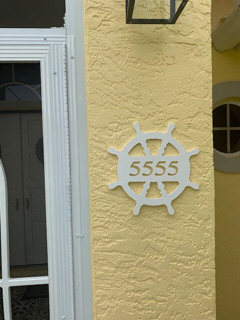House Number Plaque - Ship's Wheel