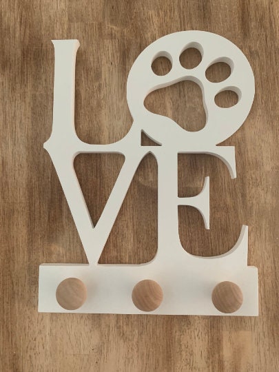 Coat Rack - Love, Pawprint, Robe Hook, Apron Hook, Hat Rack, Wall Hook, Entryway Organizer, Free Shipping Mainland USA, USA Handmade