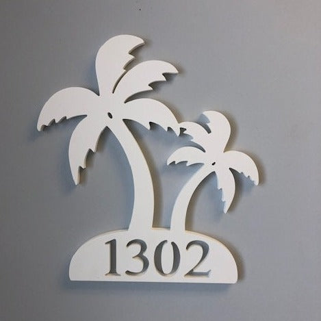 House Number Plaque - Palm Tree Double