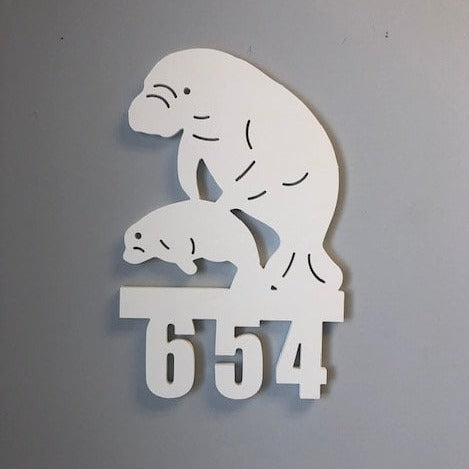 House Number Sign, Manatee with Baby
