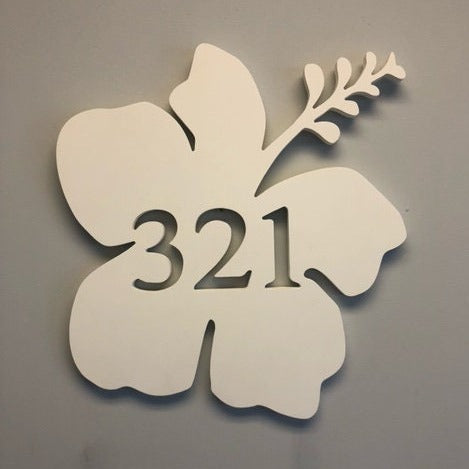 House Number Plaque - Hibiscus