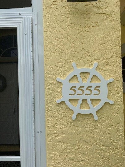 House Number Plaque - Ship's Wheel