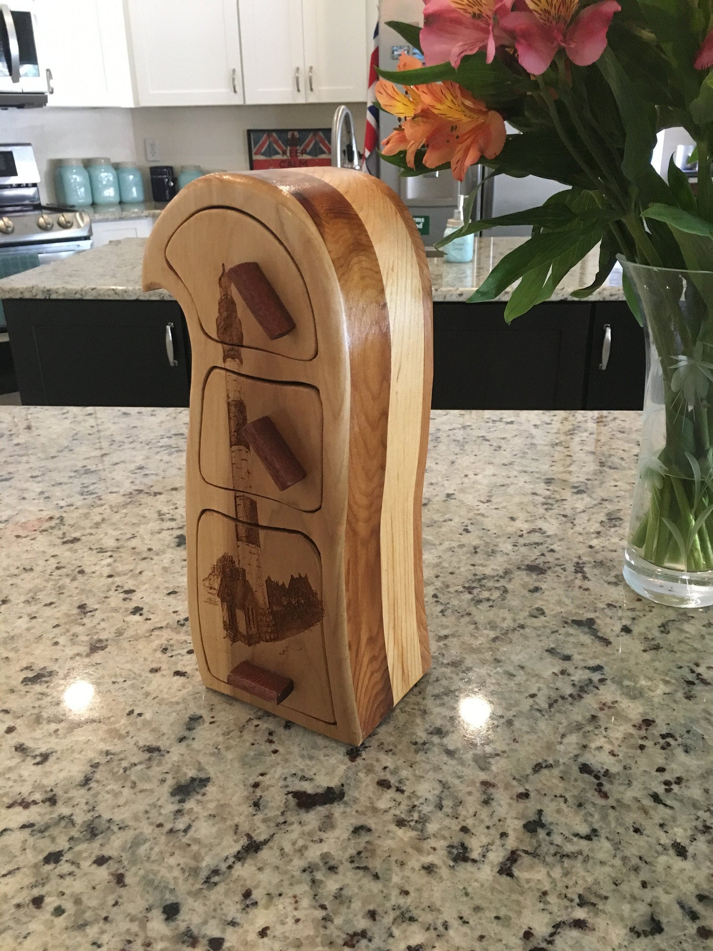 Solid Wood Box W/Drawers - Lighthouse, Jewelry Box, Handcrafted, Custom Box, Personalized Box, Handmade, Home Decor, Engraved, Stash Box
