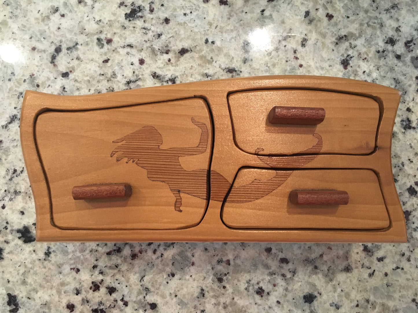 Solid Wood Box W/Drawers - Mermaid Swimming, Jewelry Box, Handcrafted, Custom Box, Personalized Box, Handmade, Engraved, Stash Box