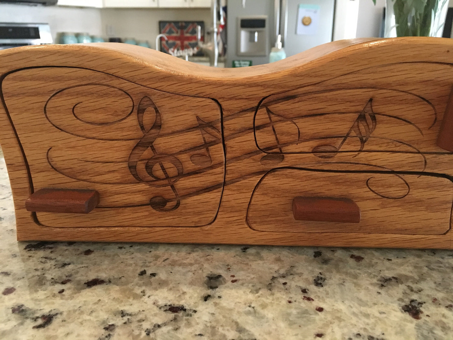 Solid Wood Box W/Drawers - Music Notes, Jewelry Box, Handcrafted, Custom Box, Personalized Box, Handmade, Box, Decor, Engraved, Stash Box