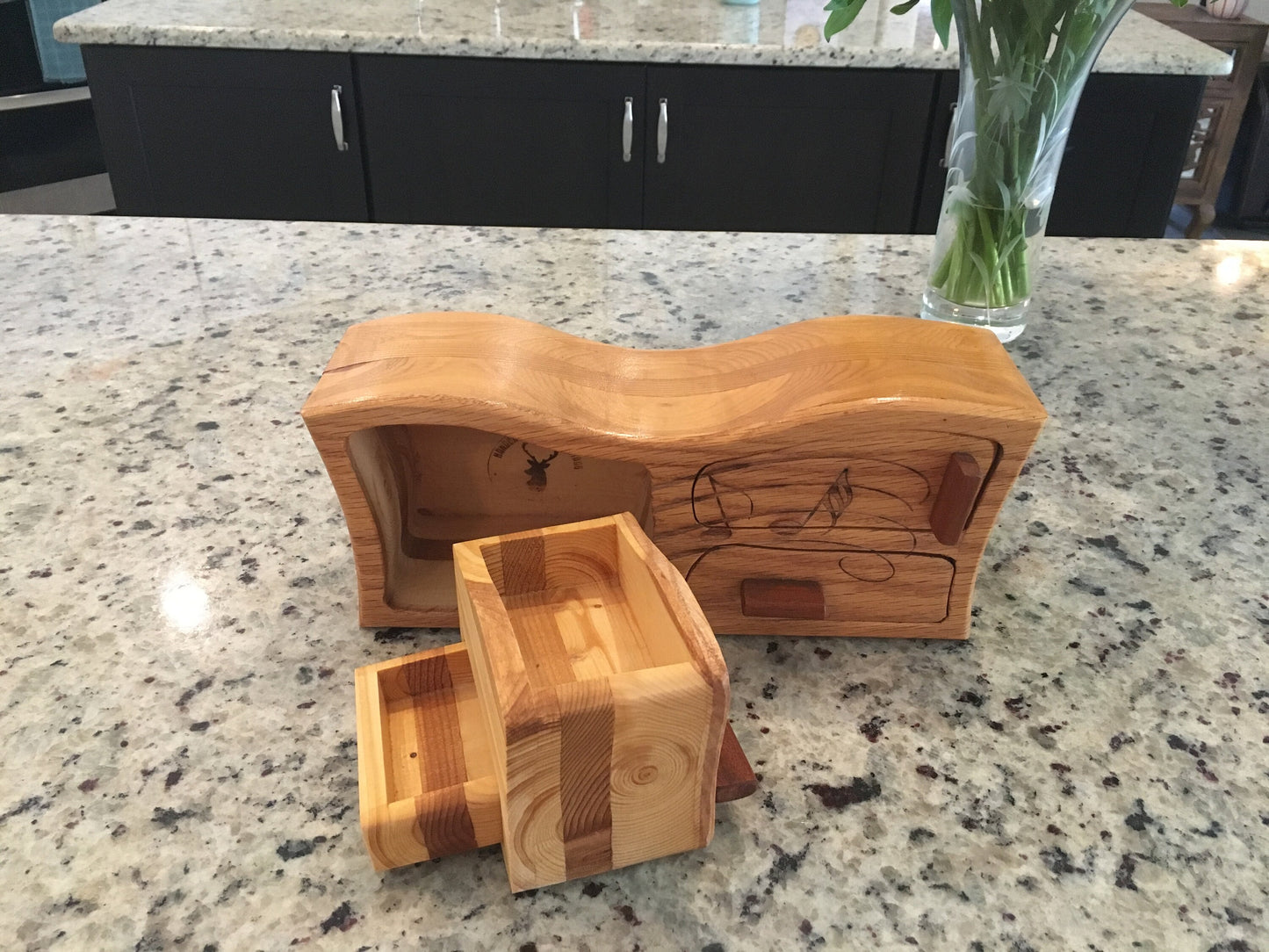 Solid Wood Box W/Drawers - Music Notes, Jewelry Box, Handcrafted, Custom Box, Personalized Box, Handmade, Box, Decor, Engraved, Stash Box