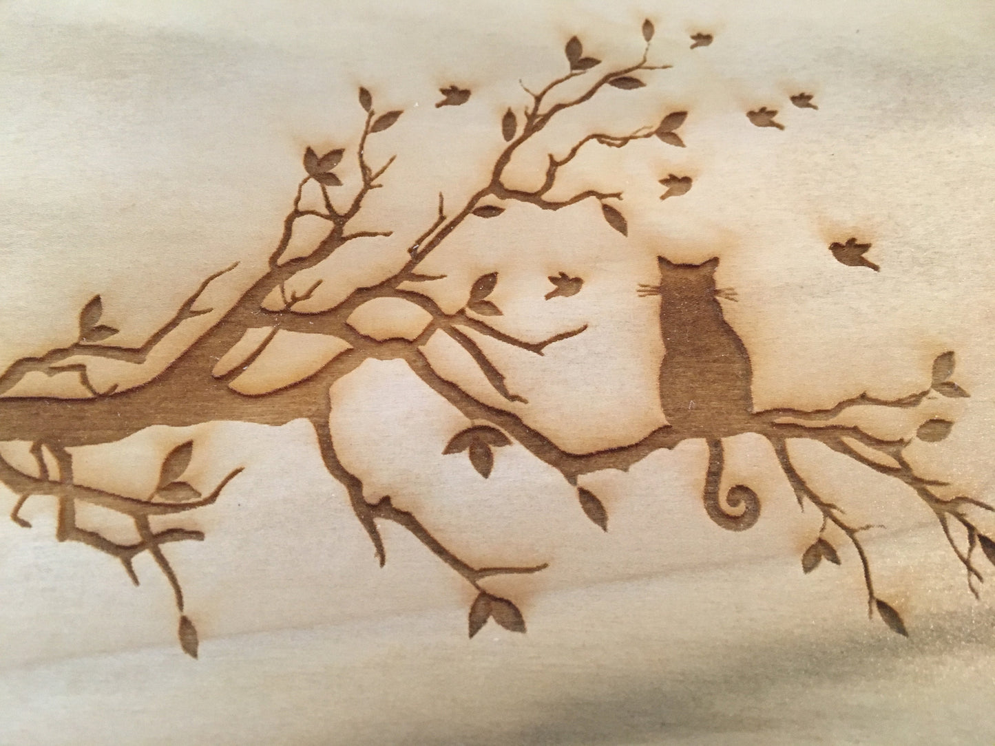 Solid Wood Puzzle Box - Cat in Tree, Wooden Box, Jewelry Box, Handcrafted, Custom Box, Personalized Box, Handmade, Box, Engraved, Stash Box