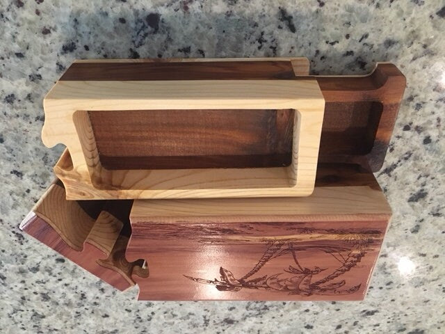 Solid Wood Puzzle Box - Palm Tree Hammock, Wooden Box, Jewelry Box, Handcrafted, Custom Box, Personalized Box, Handmade, Engraved, Stash Box
