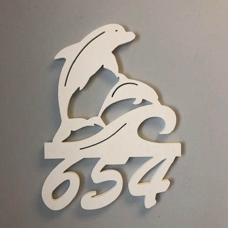 House Number Sign, Dolphin w/Baby