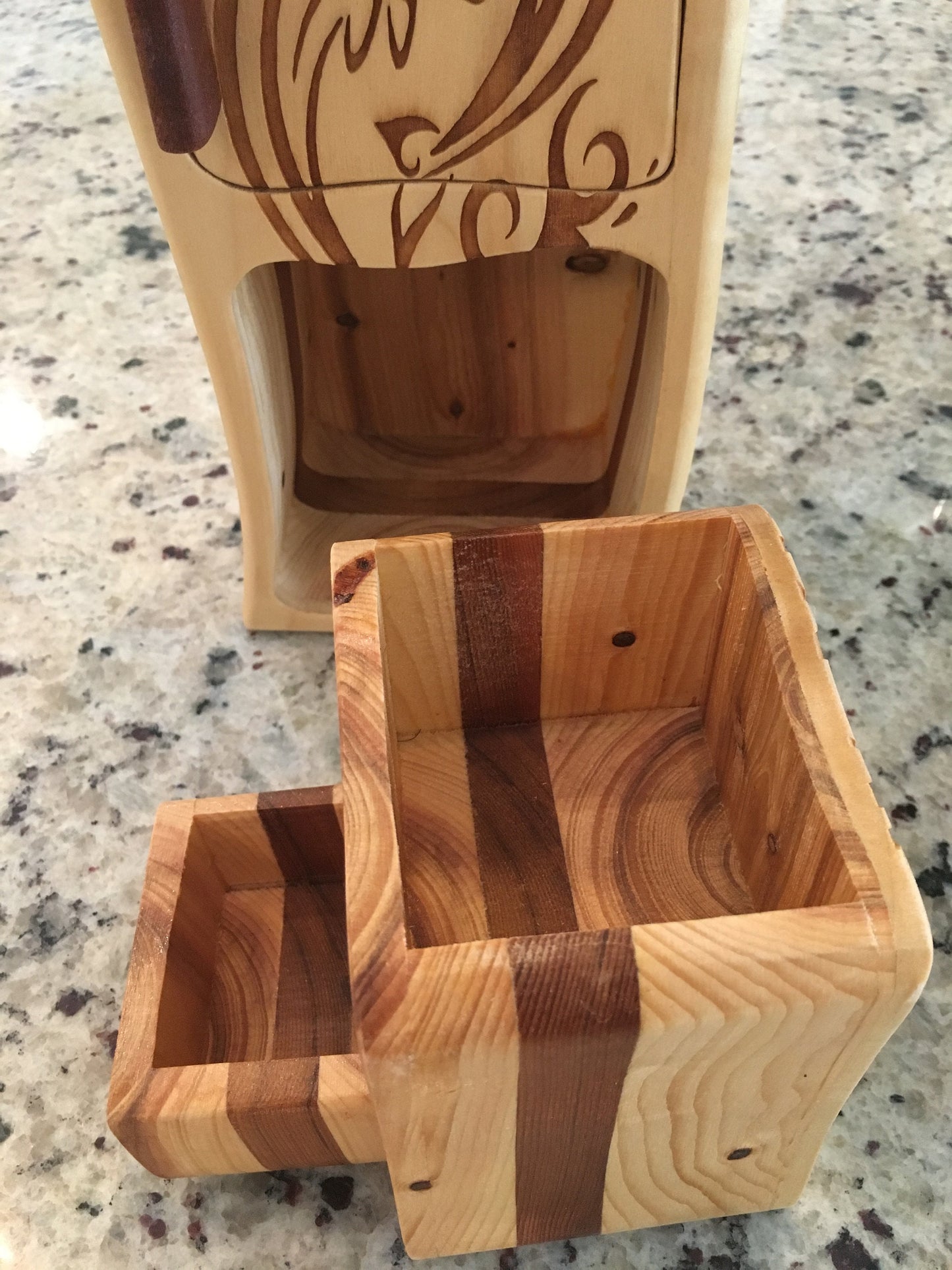 Solid Wood Box W/Drawers - Playful Dolphins, Jewelry Box, Handcrafted, Custom Box, Personalized Box, Handmade, Engraved, Stash Box