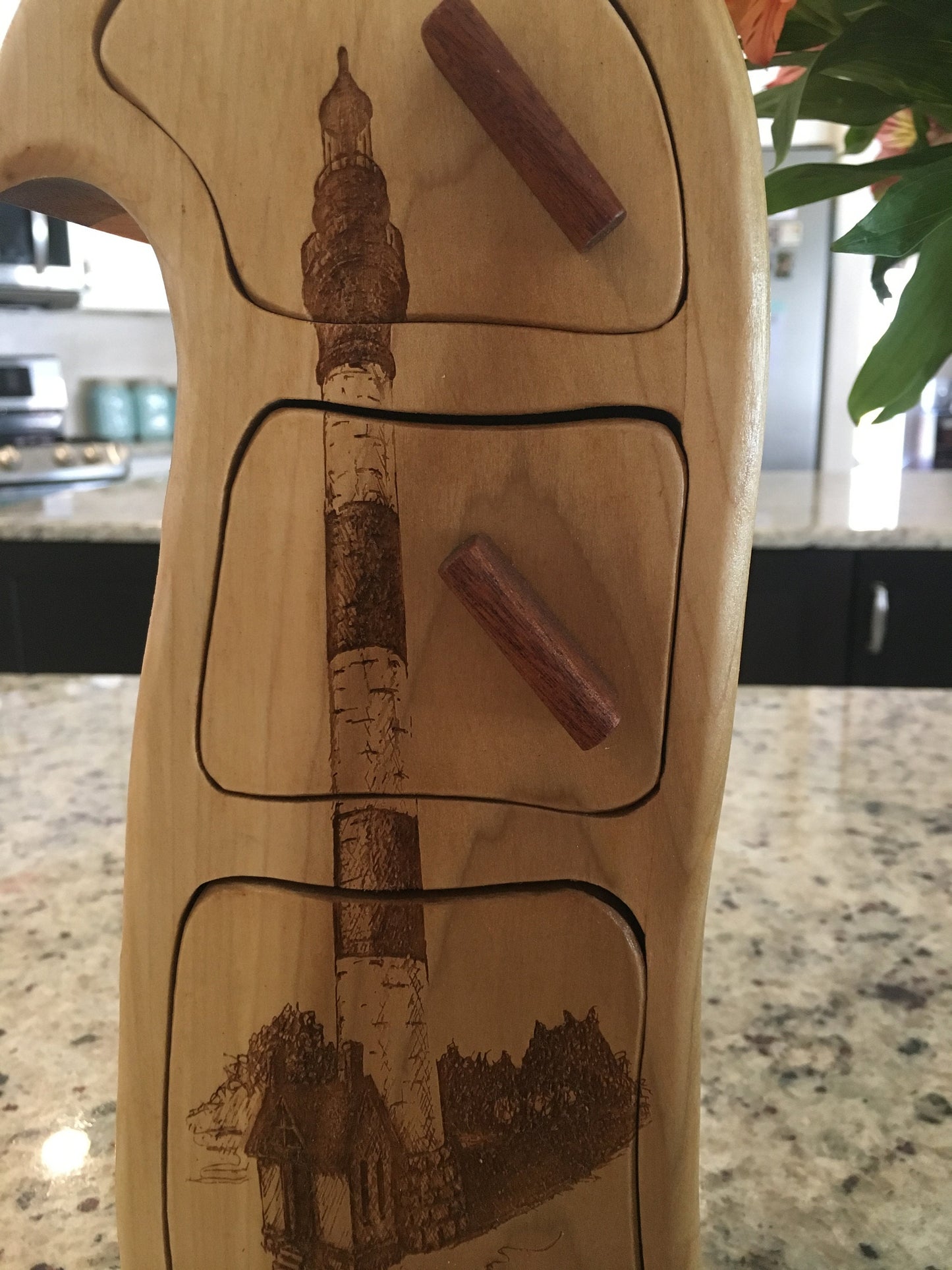 Solid Wood Box W/Drawers - Lighthouse, Jewelry Box, Handcrafted, Custom Box, Personalized Box, Handmade, Home Decor, Engraved, Stash Box