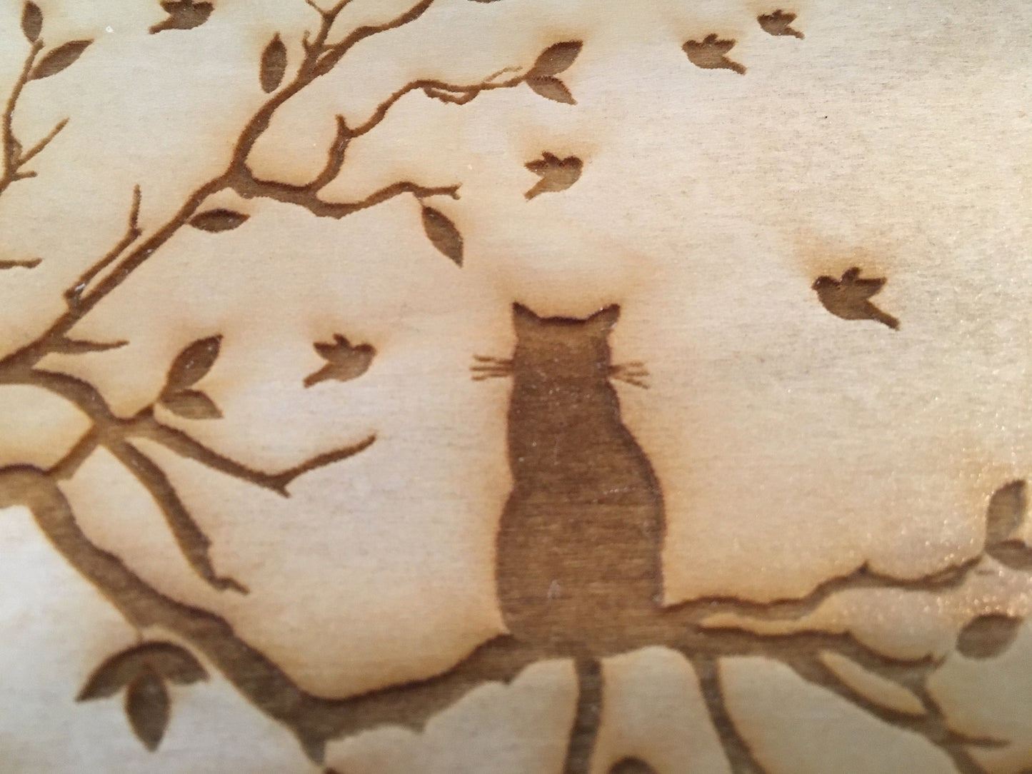 Solid Wood Puzzle Box - Cat in Tree, Wooden Box, Jewelry Box, Handcrafted, Custom Box, Personalized Box, Handmade, Box, Engraved, Stash Box